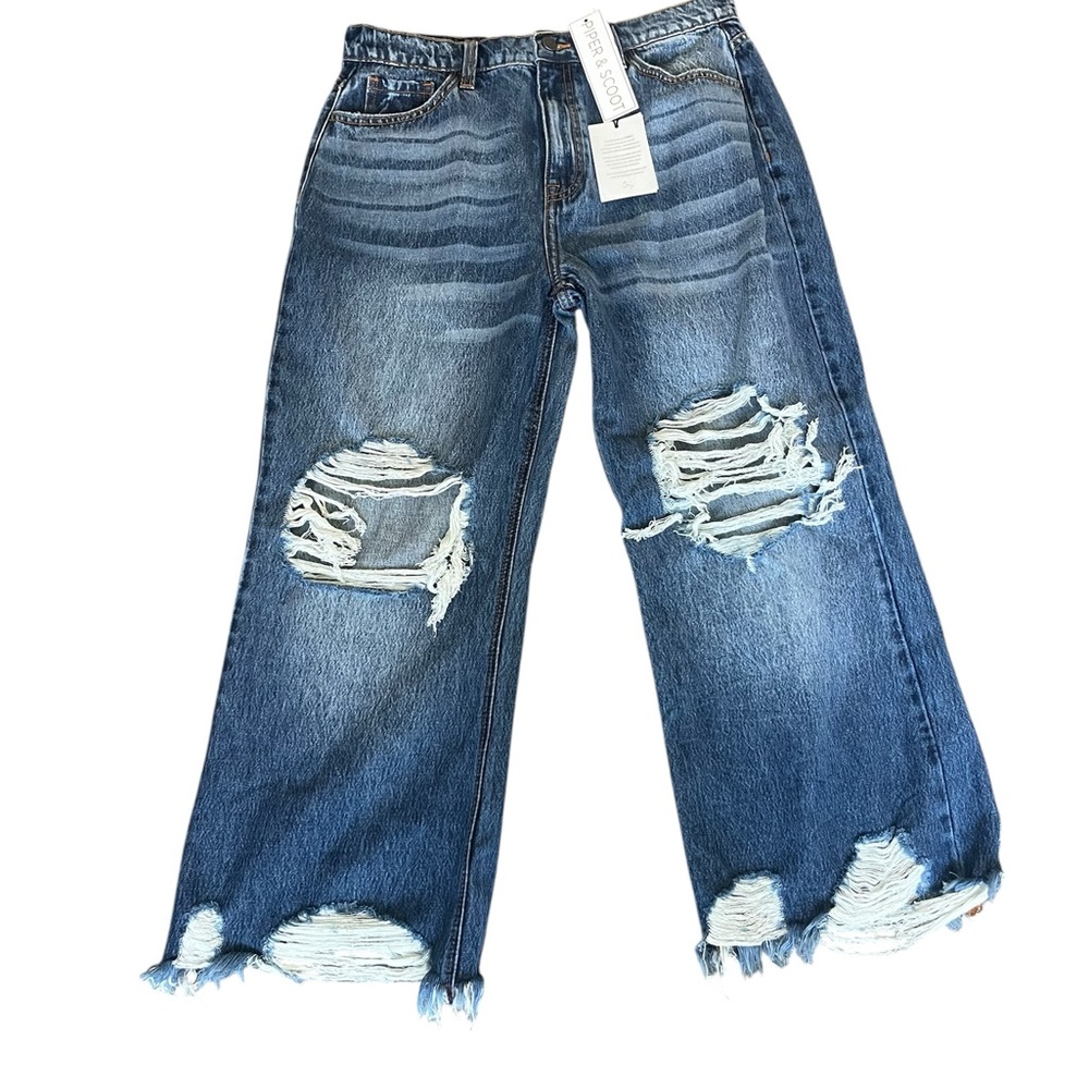 Distressed Blue Women's Jeans Ceros Jeans nwt high rise distressed crop